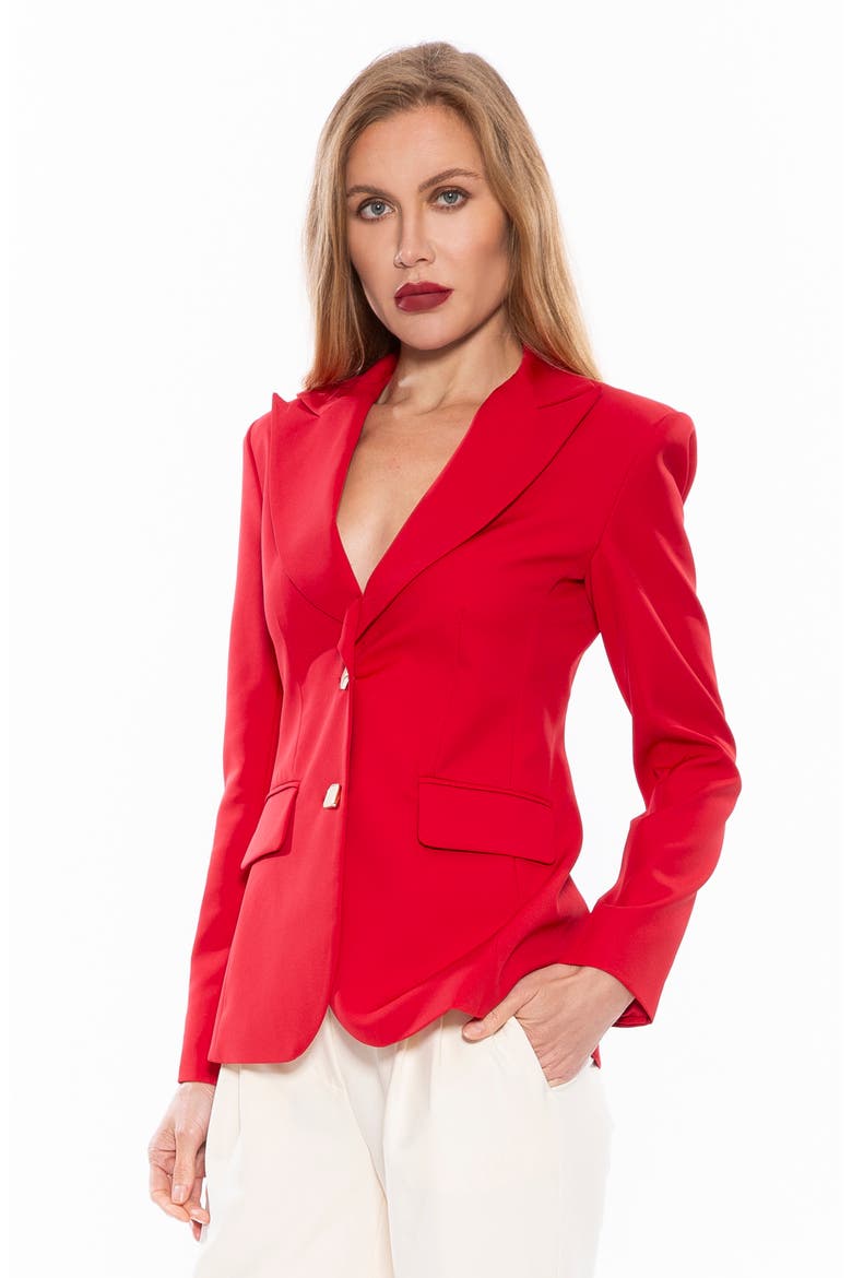 Jessica Peak Lapel Blazer, Alternate, color, RED