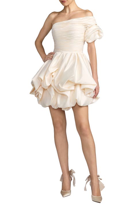 One Shoulder Bubble Hem Mini Dress