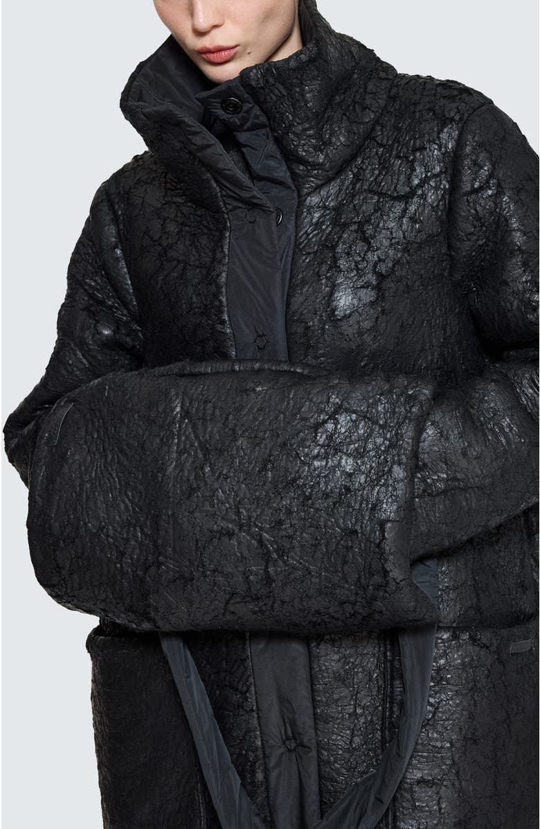 LUUKAA Fiora Voluminous Coat & Hand Muff, Alternate, color, Black