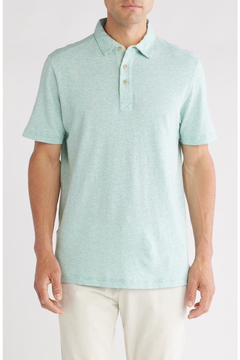 Laurito Beach Cotton & Linen Polo, Main, color, MISTY FIELD HEATHER