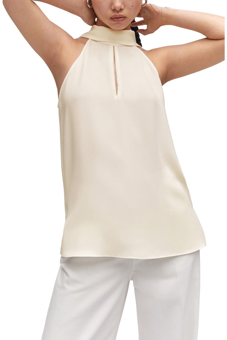 Keyhole Tie Neck Top, Main, color, LIGHT BEIGE