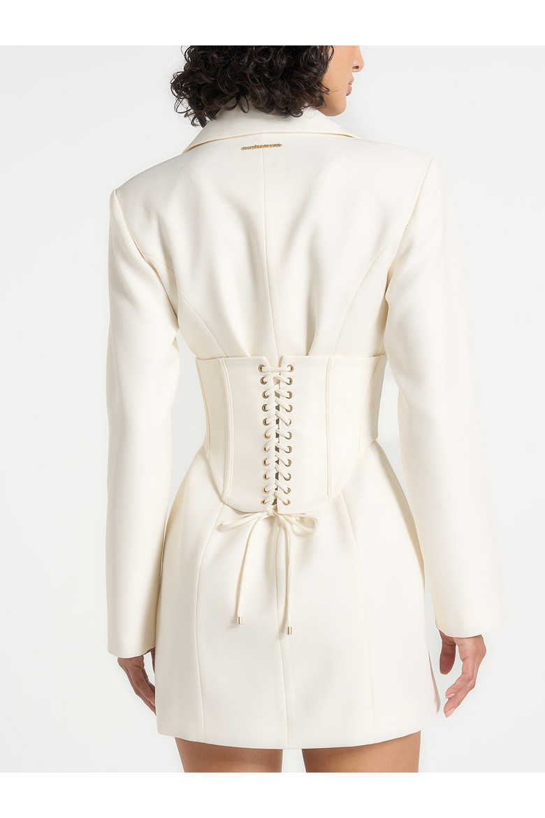 Lacey Tailored Blazer Dress With Reversible Corset, Alternate, color, Off White
