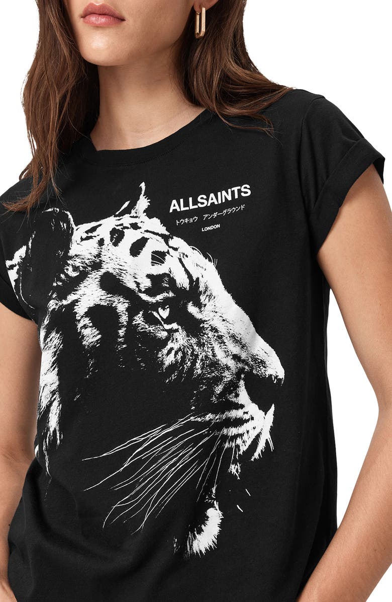 AllSaints Ivana Anna Tiger Graphic T-Shirt, Alternate, color,