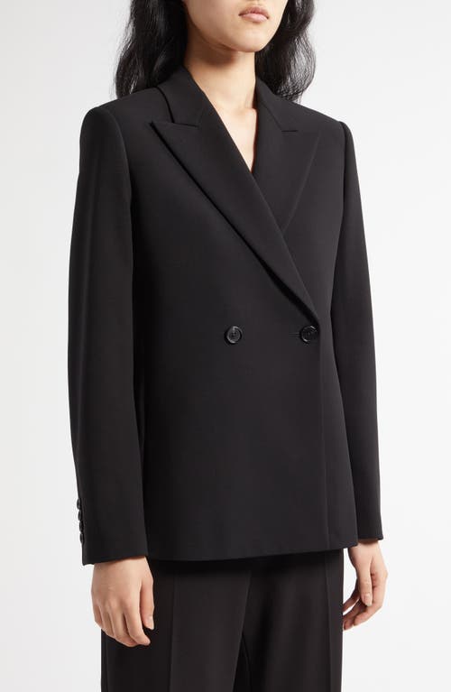 The Row Wallis Double Breasted Stretch Wool Crepe Blazer In Black