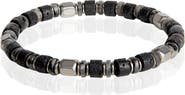 Lucky Brand Stretch Beaded Bracelets for Men, Lava, Hematite & Labradorite