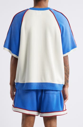 Warm-Up Colorblock Short Sleeve Cotton Graphic Sweatshirt