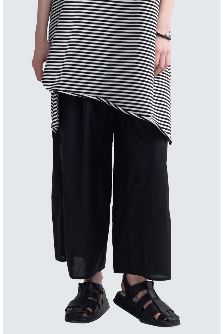 Elinea Printed Poplin Wide-Leg Pants, Main, color, Black