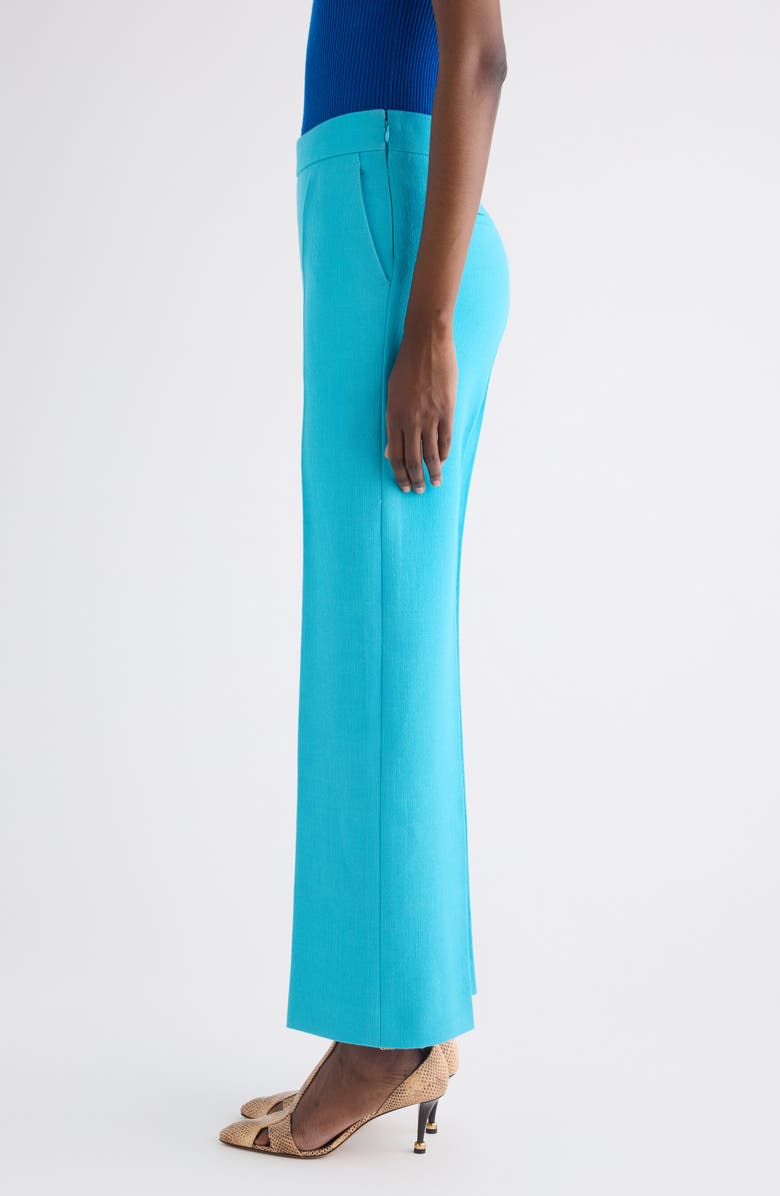 Chloé Straight Leg Wool Crepe Trousers, Alternate, color, Cyan Blue