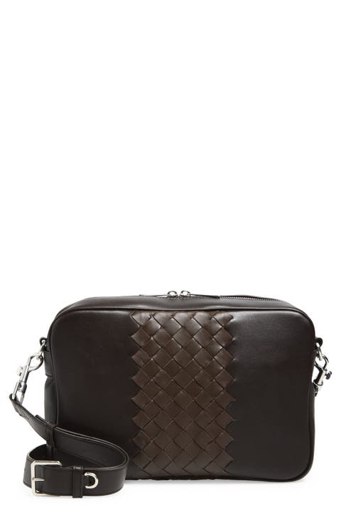 Smooth & Intrecciato Leather Camera Crossbody Bag