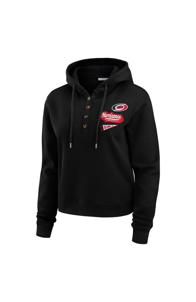 WEAR by Erin Andrews Women's WEAR by Erin Andrews  Black Carolina Hurricanes Waffle-Knit Pullover Hoodie, Alternate, color, 
