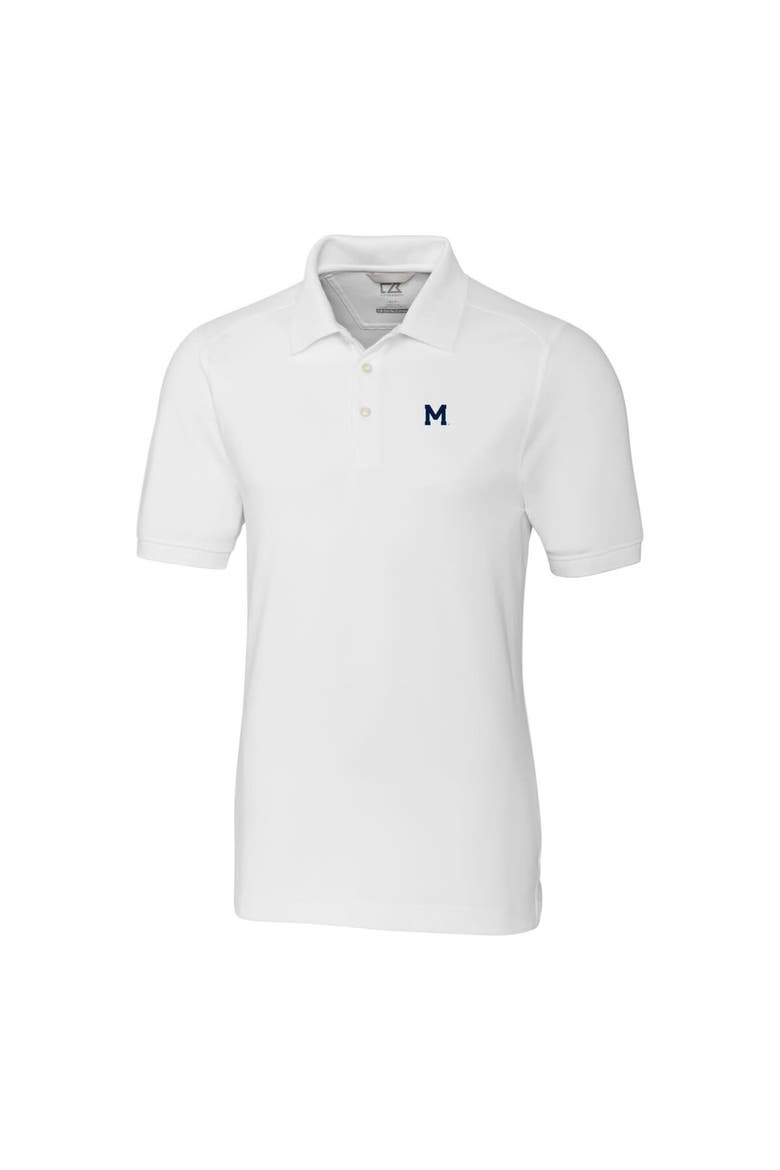 Men's Cutter & Buck White Michigan Wolverines Advantage Tri-Blend DryTec Pique Polo, Alternate, color, White