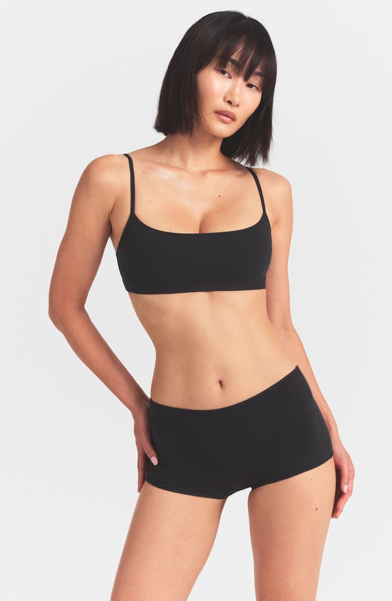 SKIMS Everyday Cotton Scoop Bralette, Alternate, color, Onyx