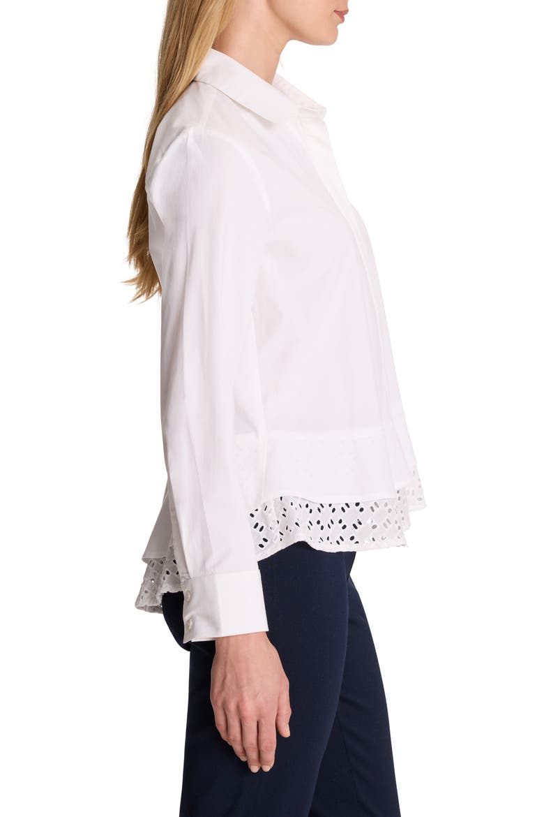 Eyelet Trim Shirt, Alternate, color, PAPER WHITE