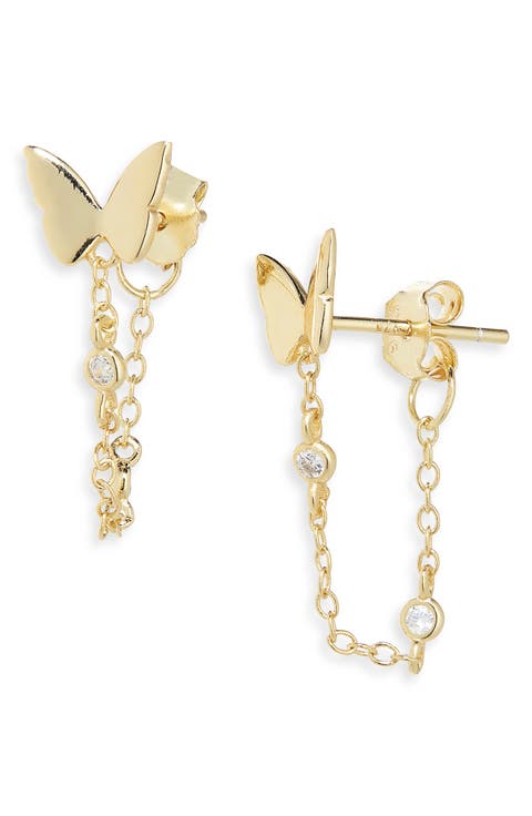 Butterfly Chain Front/Back Earrings