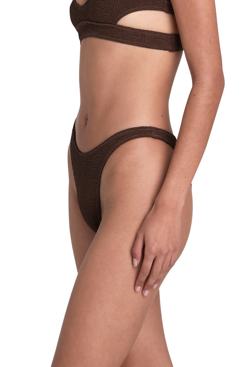BOUND by Bond-Eye The Scene High Leg Ribbed Bikini Bottoms, Alternate, color, CHOCOLATE
