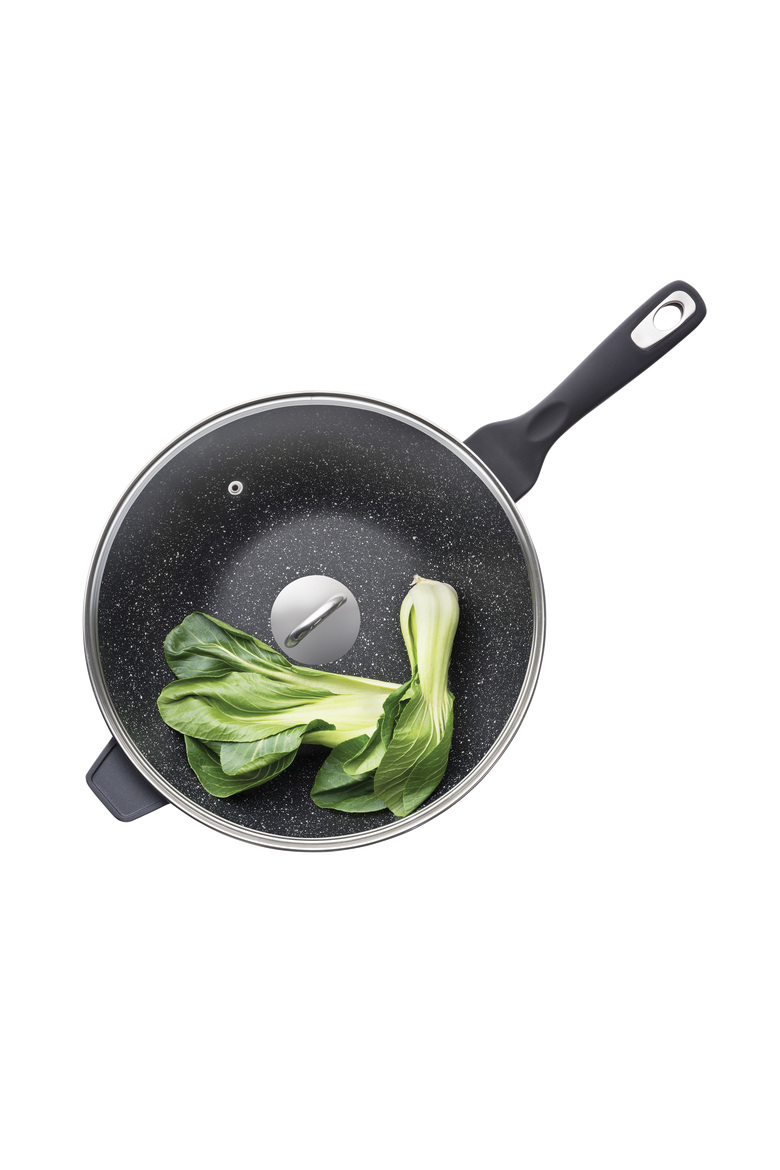 GRANITE Wok with Lid 5.1 Qt., Alternate, color, BLACK