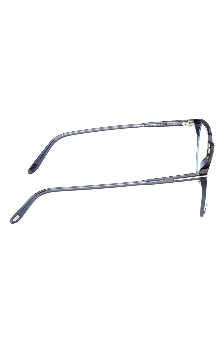 TOM FORD 52mm Round Blue Light Blocking Optical Glasses, Alternate, color, Navy Blue / T Logo