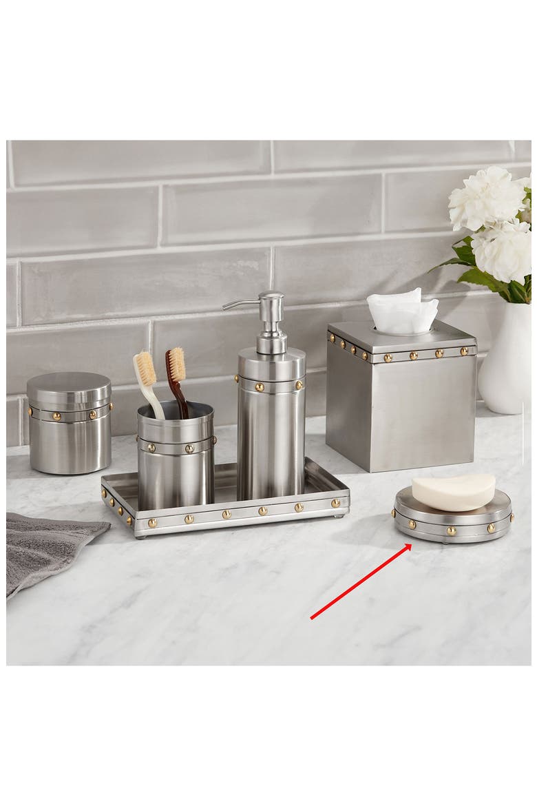 Rivets Soap Dish, Alternate, color, SILVER