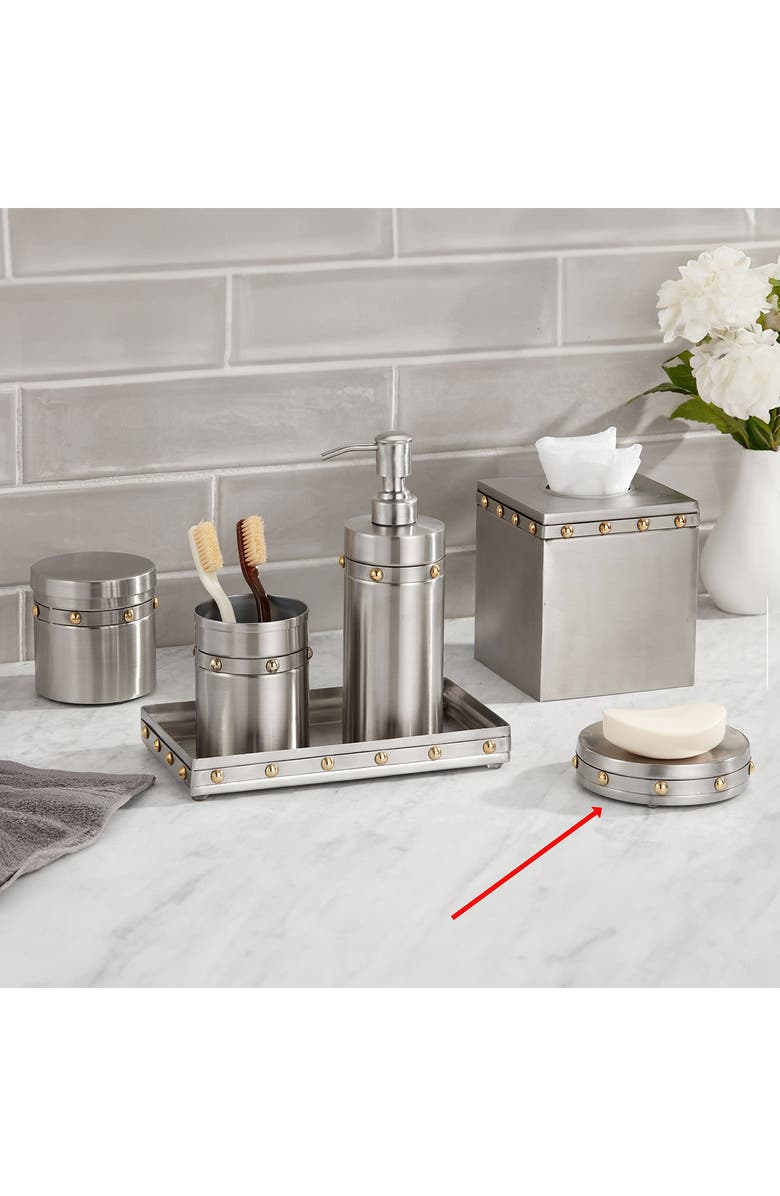 ROSELLI TRADING COMPANY Rivets Soap Dish, Alternate, color, Silver