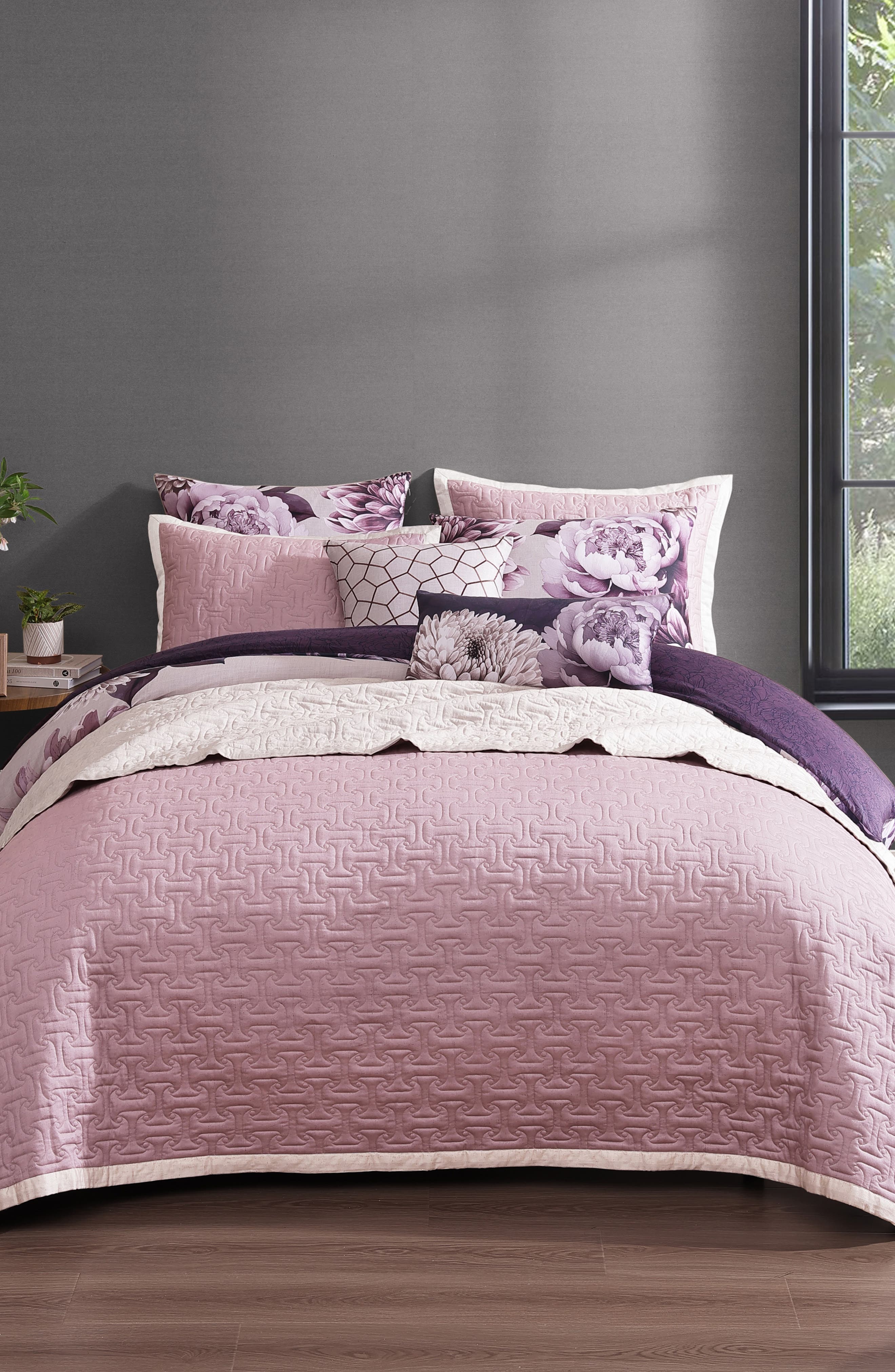Bebejan Plum Petal Print 8-Piece Reversible Comforter Set