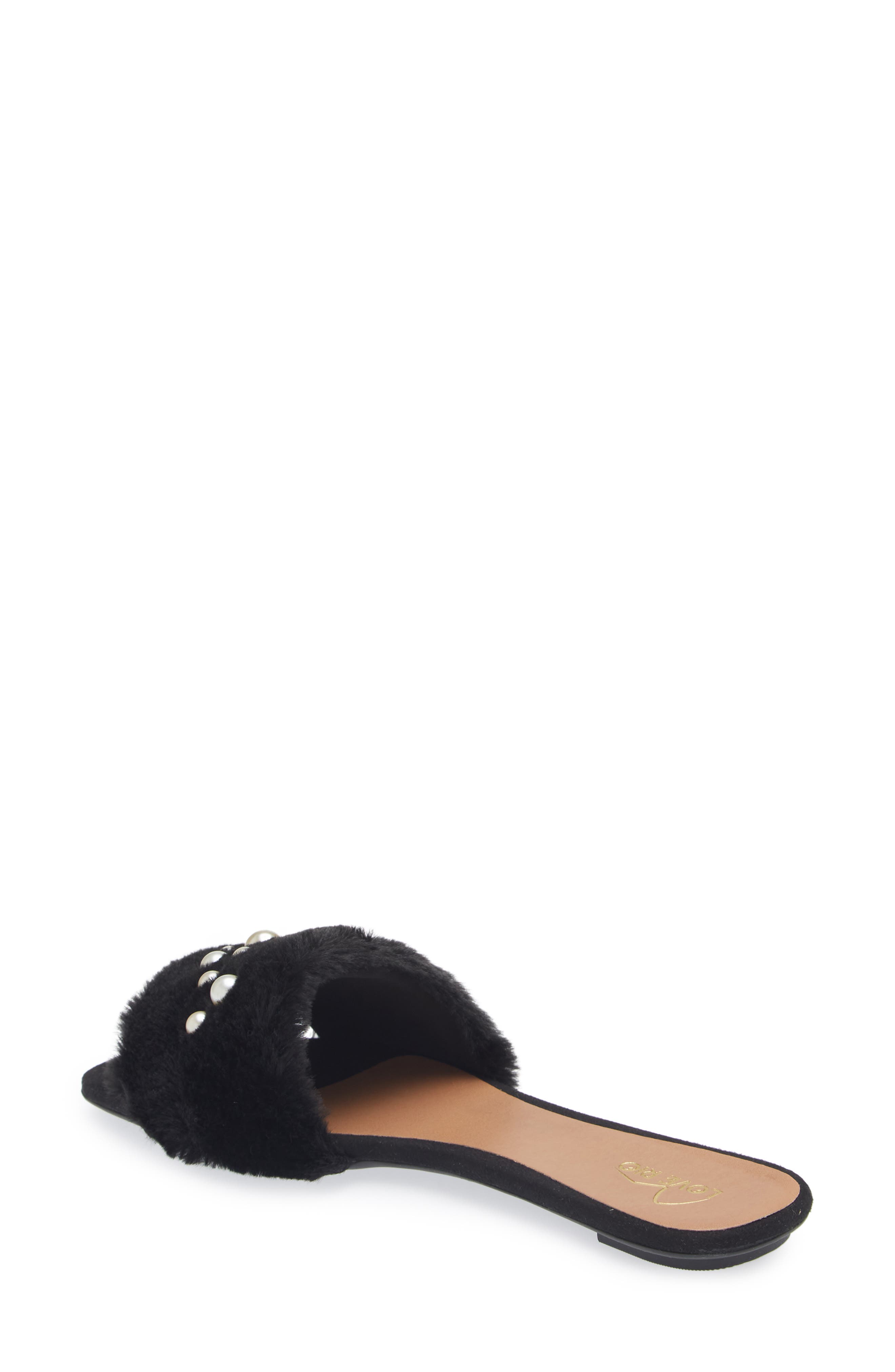Love Rio Petra Embellished Faux Fur Slide Sandal (Women) | Nordstromrack