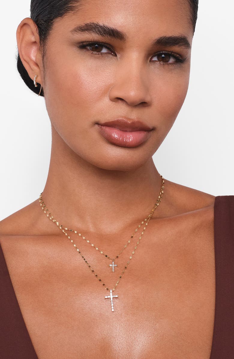 LANA 14K Gold Baguette Diamond Cross Pendant Necklace, Alternate, color, White Gold