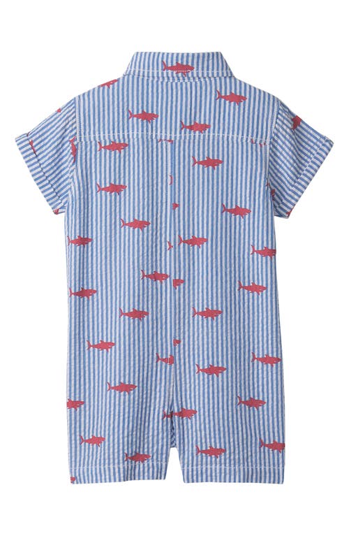 Hatley Shark Silhouette Stripe Seersucker Romper (baby In Campanula