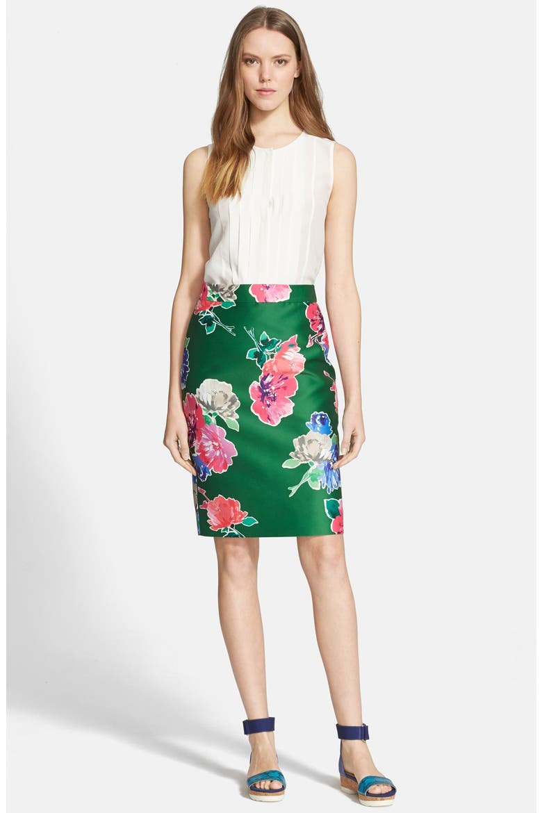 'blooms marit' pencil skirt, Alternate, color, LUCKY GREEN