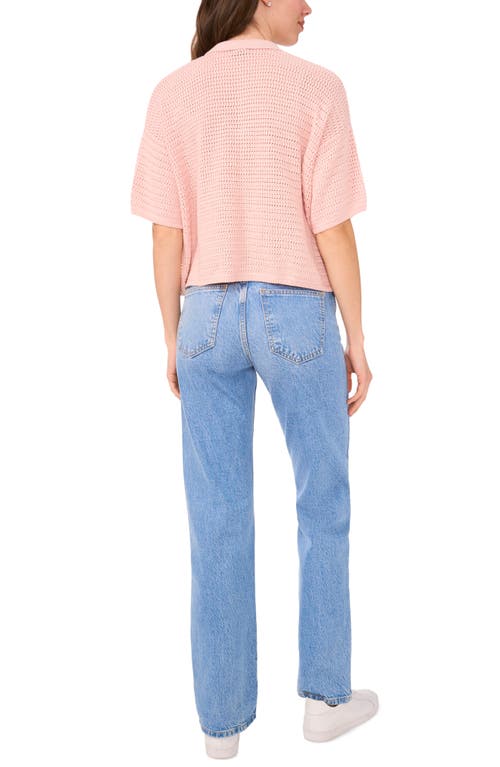 Halogenr Halogen(r) Open Stitch Button-up Polo Sweater