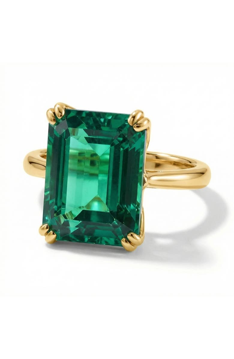 Bliss Diamond Certified 6 3/4Ct Emerald Solitaire Ring 14k Gold Lab Grown, Alternate, color, 14K Yellow Gold