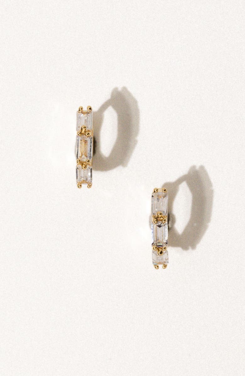 Child of Wild Maeve Cubic Zirconia Huggie Hoop Earrings, Alternate, color, Gold