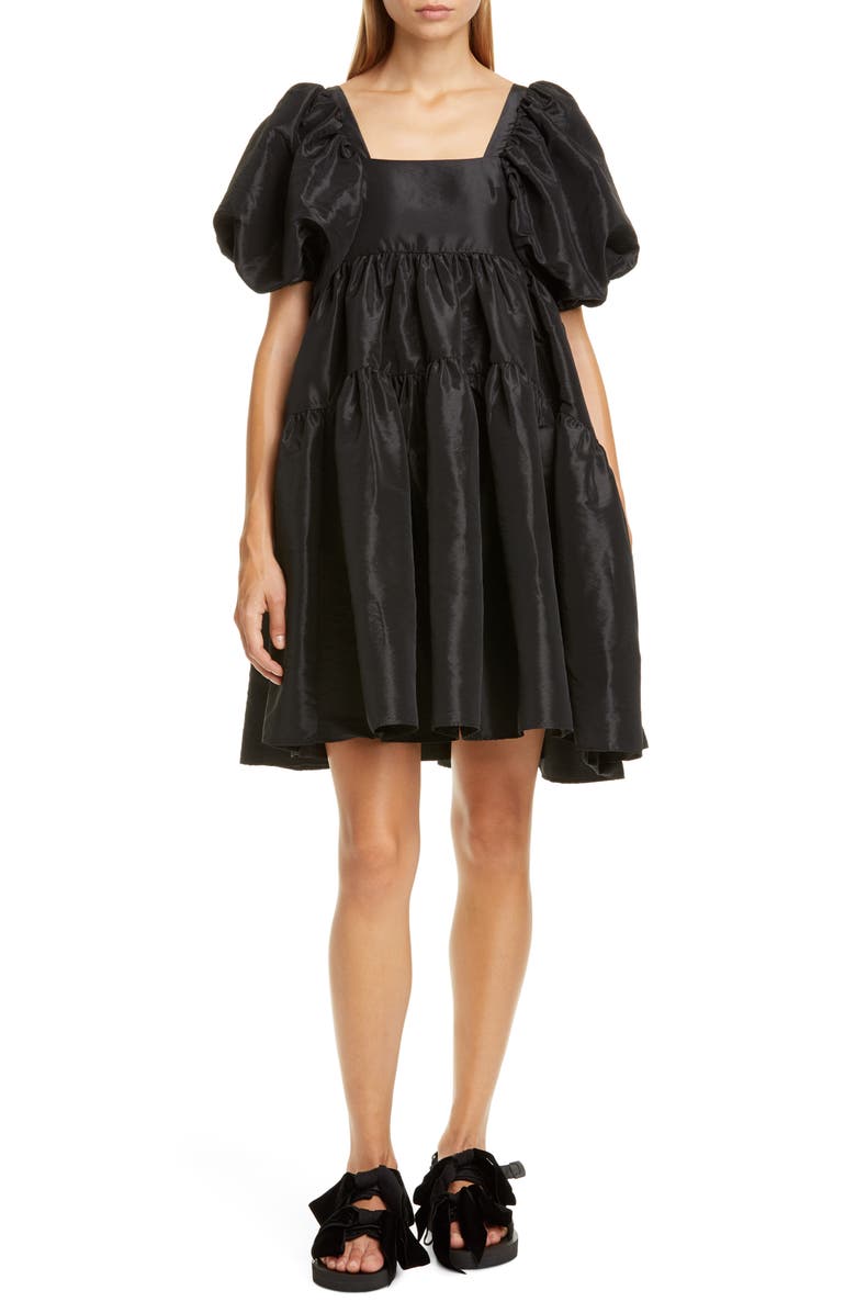 Cecilie Bahnsen Ami Velvet Bow Faille Babydoll Minidress, Main, color,