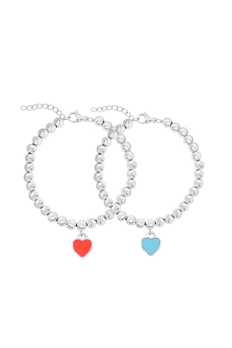 2 Pack Heart Charm Bracelets, Main, color, Silver
