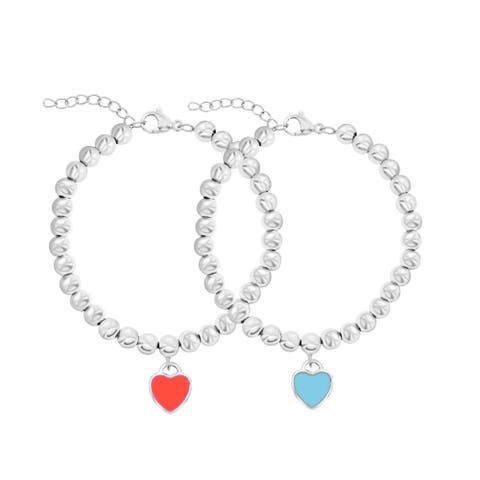 2 Pack Heart Charm Bracelets