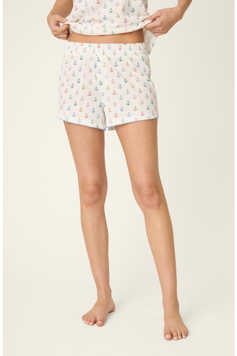 Meet Me By The Sea Cotton Blend Short Pajama Bottoms, Alternate, color, IVORY