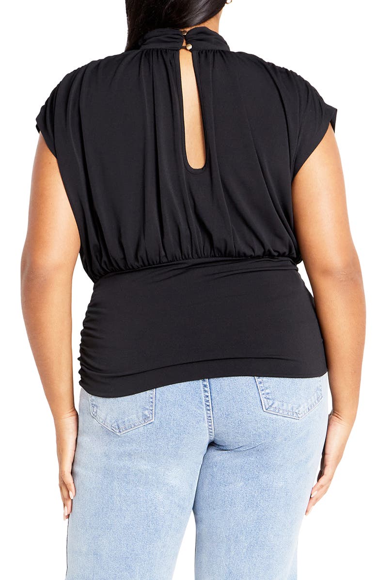 City Chic Kamryn Mock Neck Cap Sleeve Top, Alternate, color, Black
