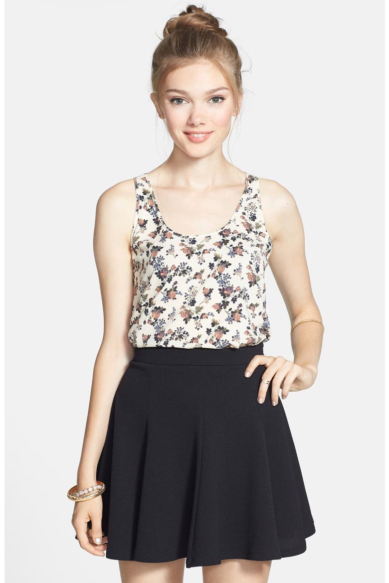 Textured Skater Skirt, Main, color, BLACK