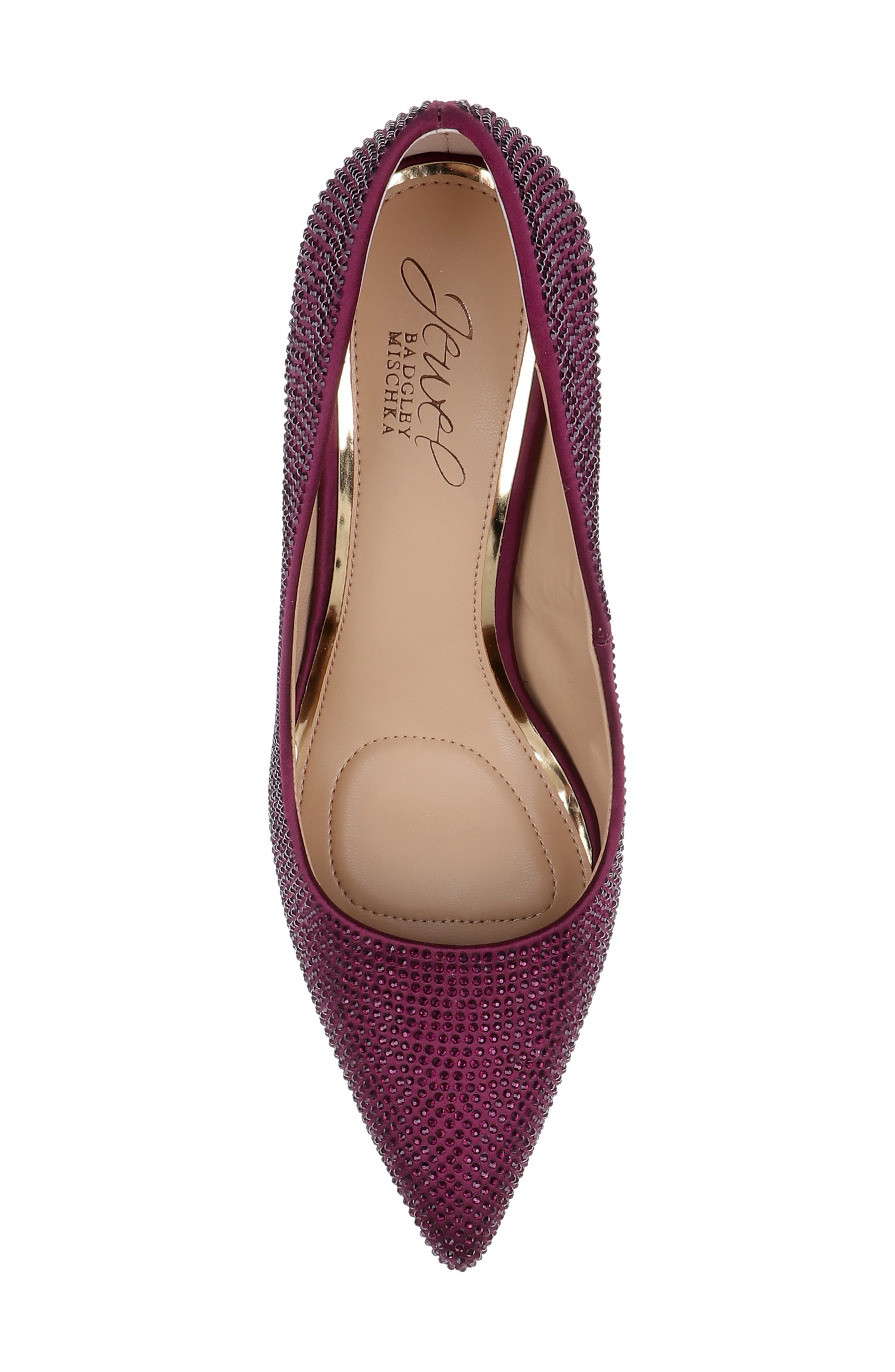 Banee II Crystal Pointed Toe Pump, Alternate, color, BORDEAUX SATIN