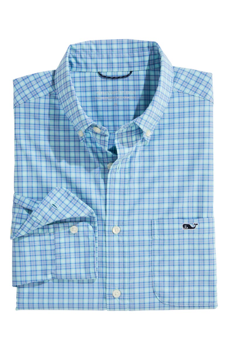 vineyard vines Cobia Check Featherweight Performance Button-Down Shirt, Alternate, color, Jake Blue
