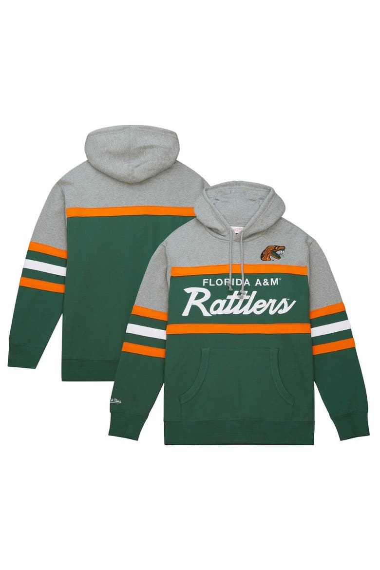 Men's Mitchell & Ness Green Florida A&M Rattlers Head Coach Pullover Hoodie, Main, color, Green