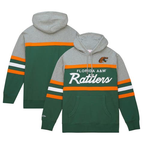 Men's Mitchell & Ness Green Florida A&M Rattlers Head Coach Pullover Hoodie