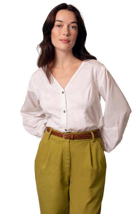 V-Neck Button Blouse