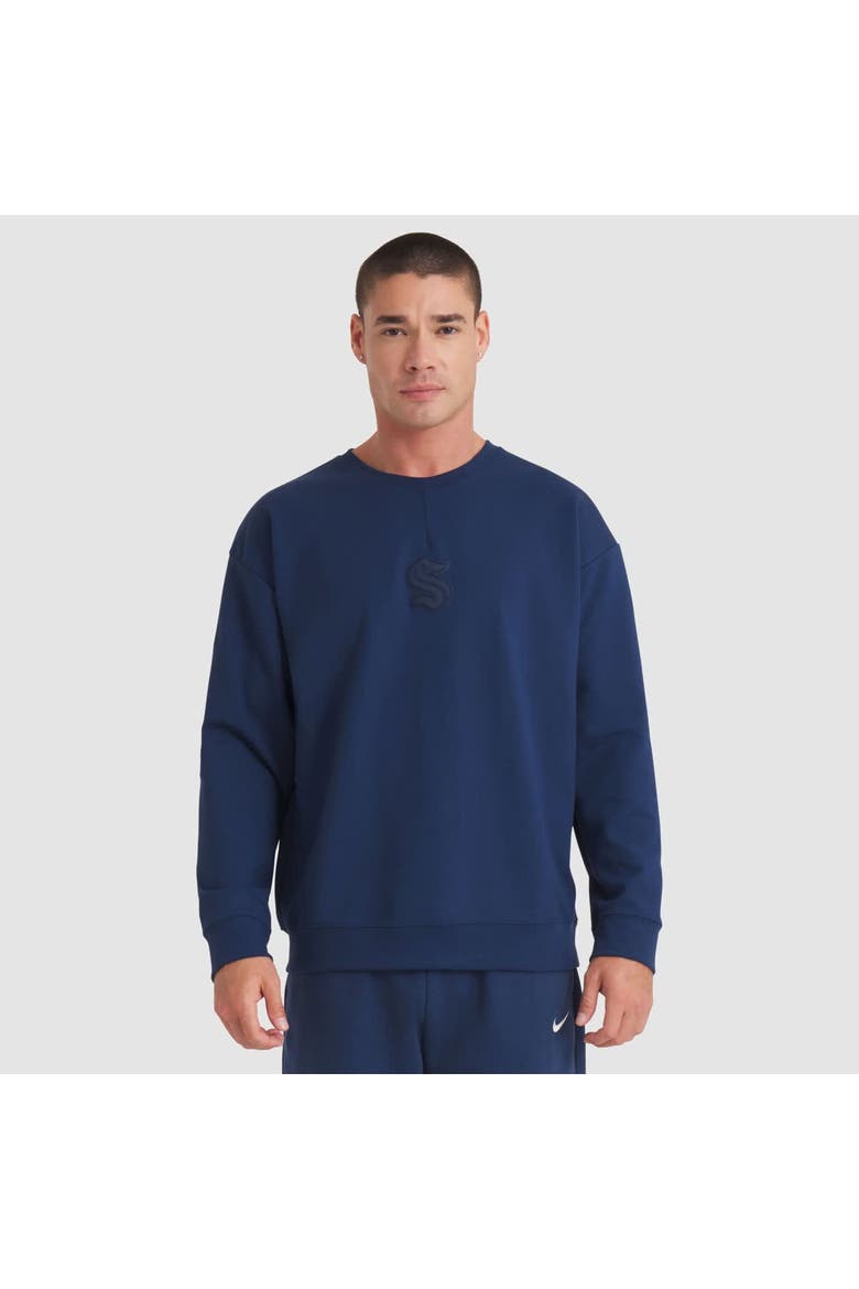 Men's Fanatics Deep Sea Blue Seattle Kraken Authentic Pro Road Tri-Blend Sweatshirt, Main, color, Navy