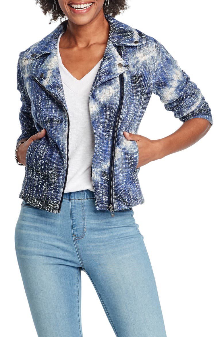 Tie Dye Moto Jacket, Main, color, INDIGO MULTI
