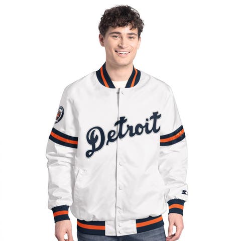 Men's Starter  White Detroit Tigers Cooperstown Scout Full-Snap Varsity Jacket