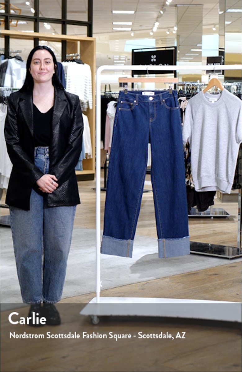 High Waist Cuff Straight Leg Jeans, sales video thumbnail
