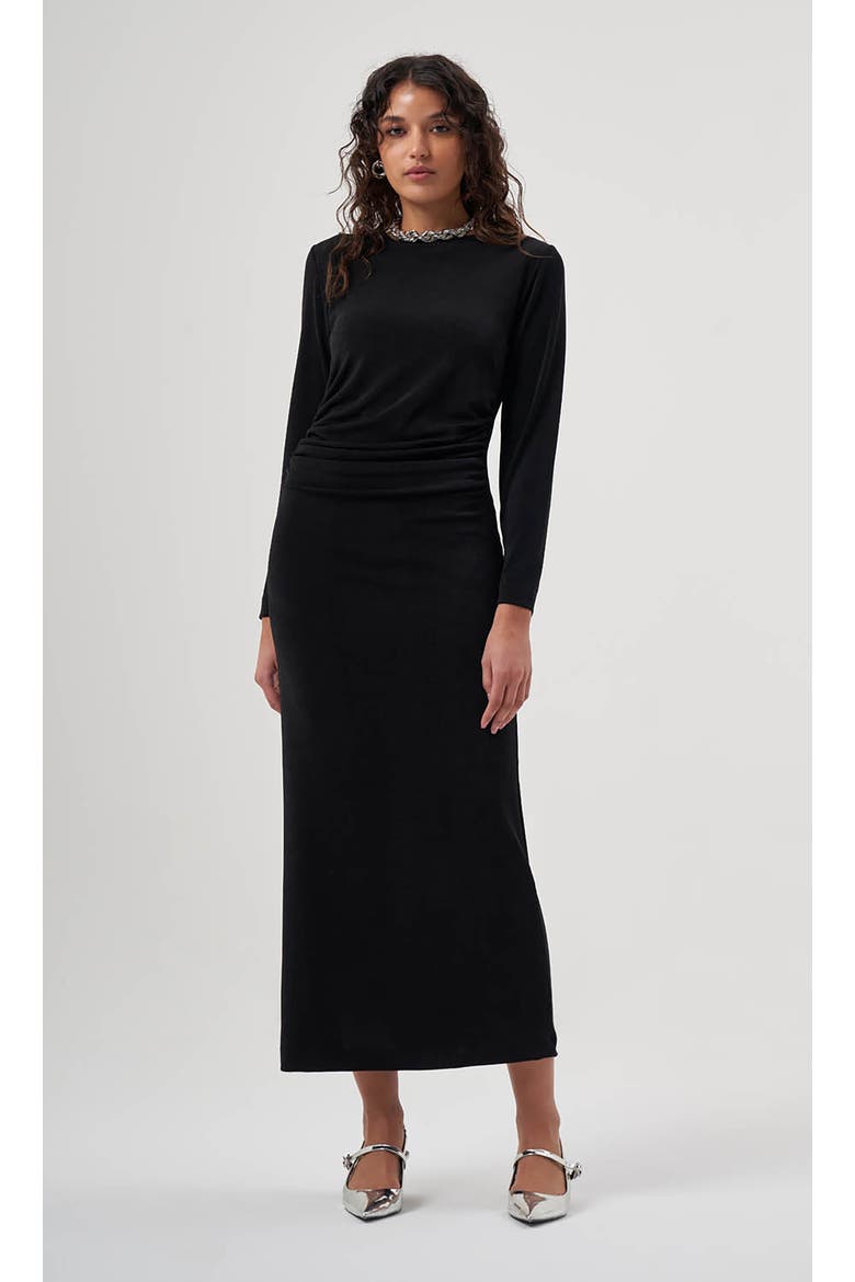 MZL Long Sleeved Gathered Dress, Alternate, color, Black