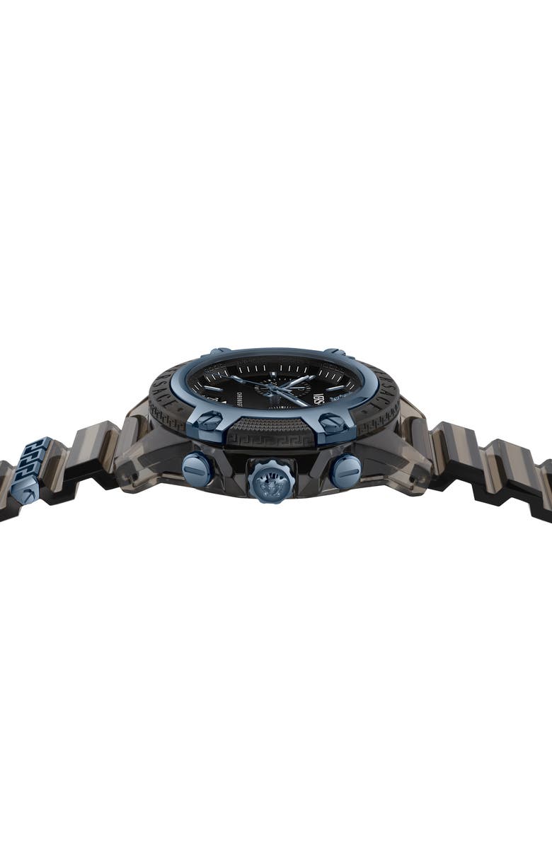 Versace Icon Active Silicone Strap Watch, 44mm, Alternate, color, Black