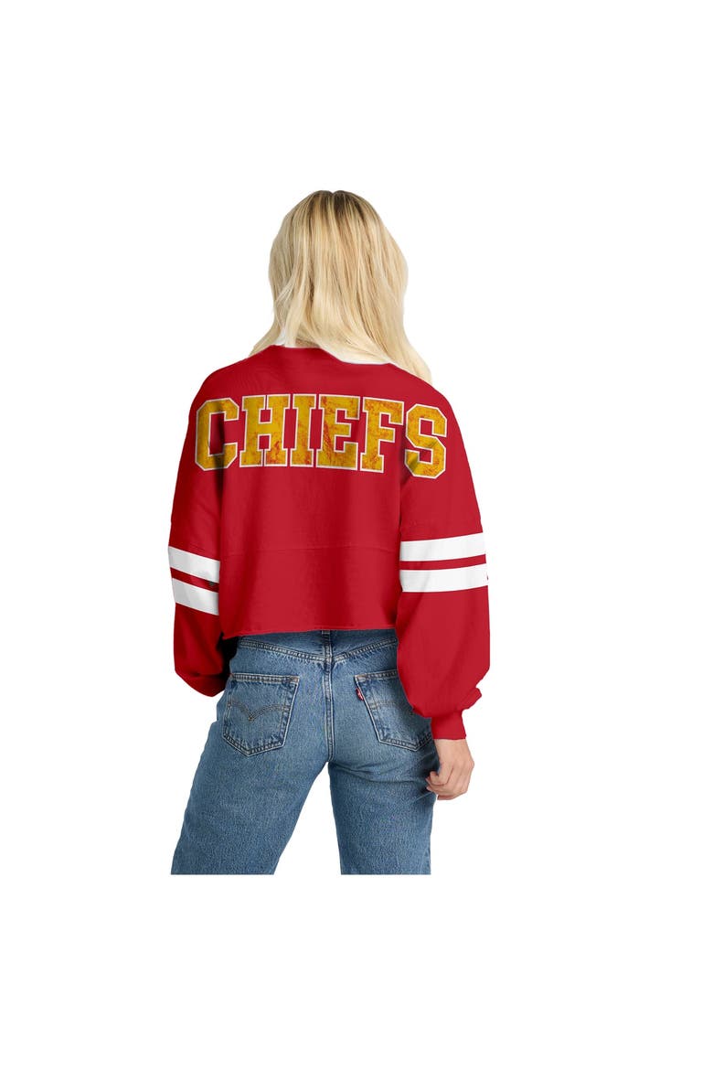 Women's Spirit Jersey  Red Kansas City Chiefs Oversized Cropped Stripe Long Sleeve T-Shirt, Alternate, color, Red