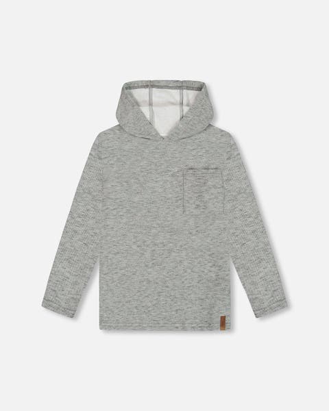 Super Soft Brushed Hooded T-Shirt With Pocket Dark Gray Mix Super Soft Brushed Hooded T-Shirt With Pocket Dark Gray Mix